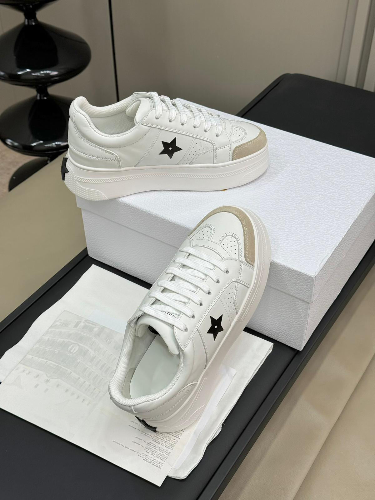 White Calfskin and Suede Calfskin